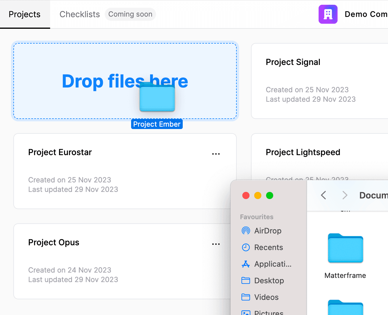 Drag & drop demo screenshot